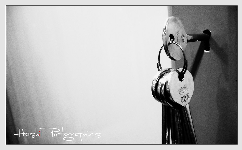 Keys hanging from a door lock